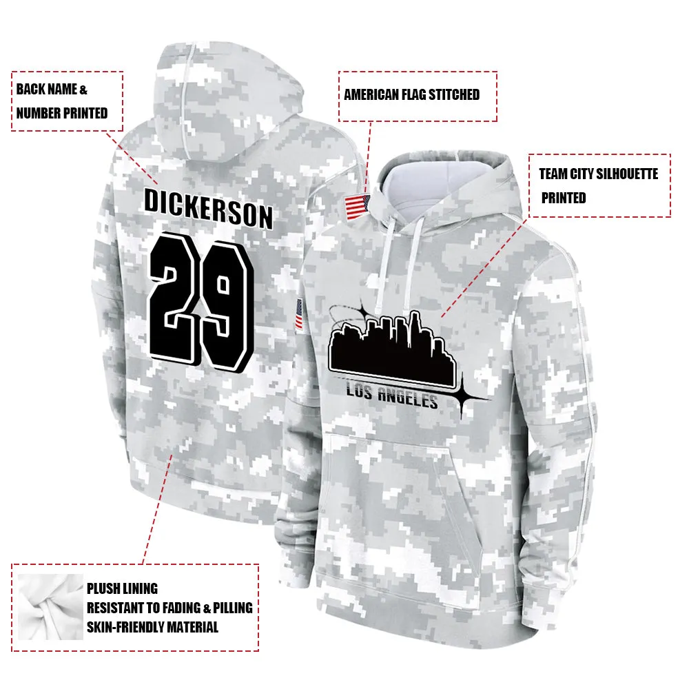 #29 Dickerson Salute to Players Hoodie Los Angles Rams Fashion Fan Hoodies Fall Fleece Tops American Football Fan Gifts