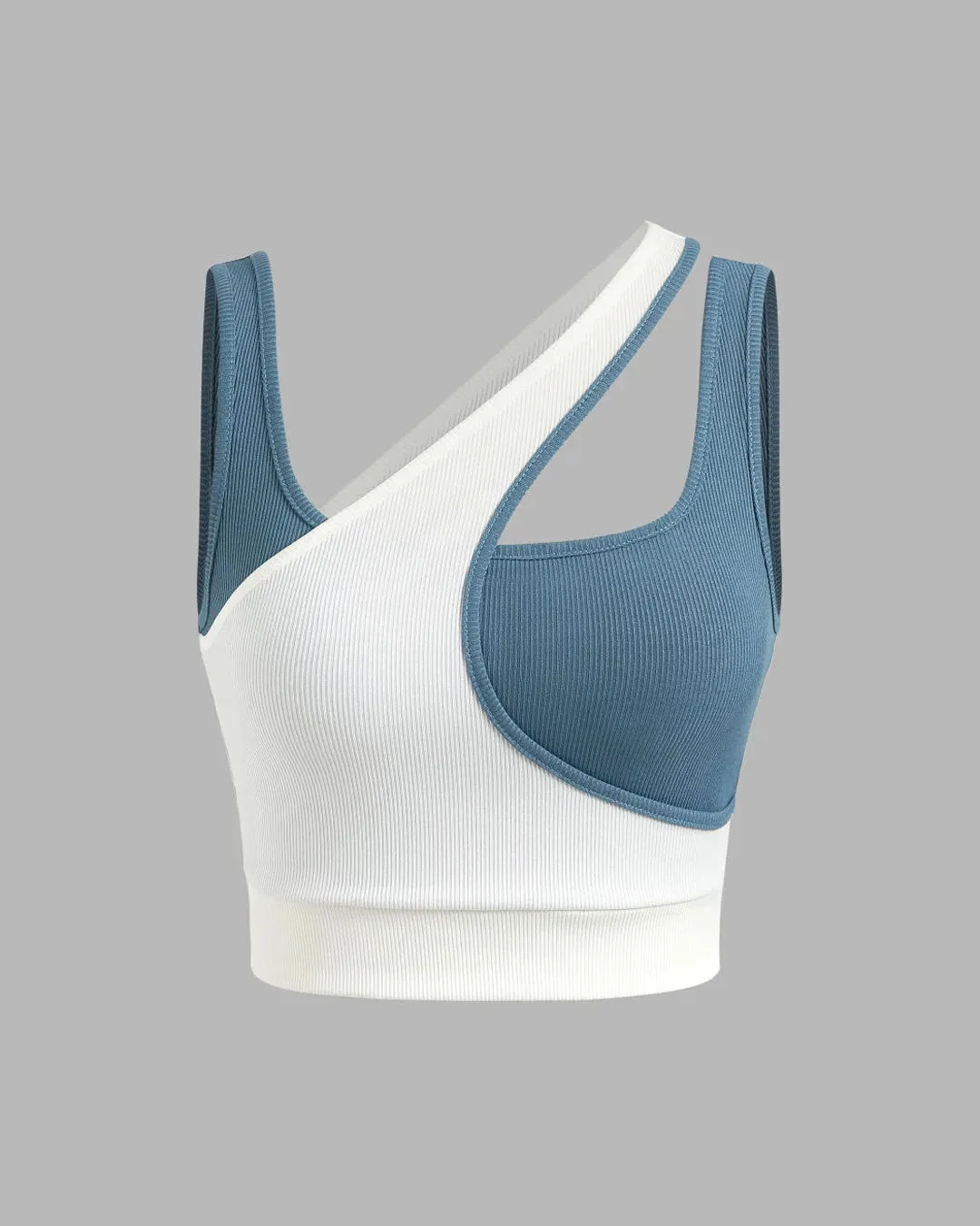 Color Ribbed Trending Blue Top