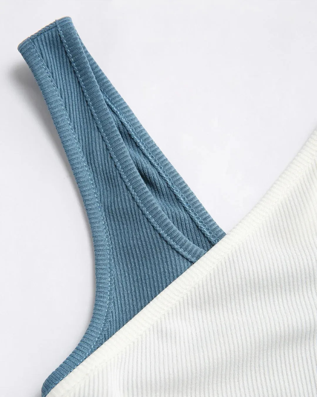 Color Ribbed Trending Blue Top