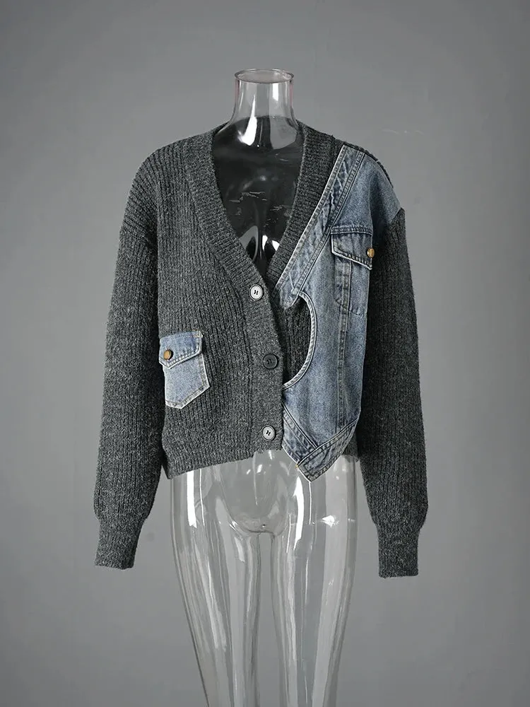 Denim & Knit Hybrid Cardigan-Jacket