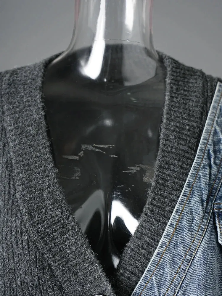 Denim & Knit Hybrid Cardigan-Jacket