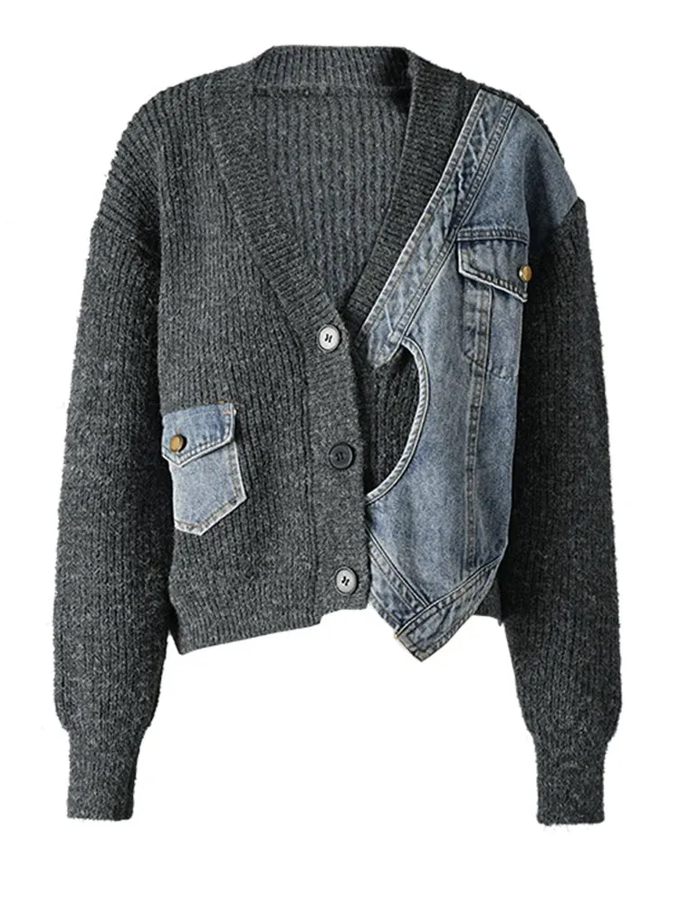 Denim & Knit Hybrid Cardigan-Jacket