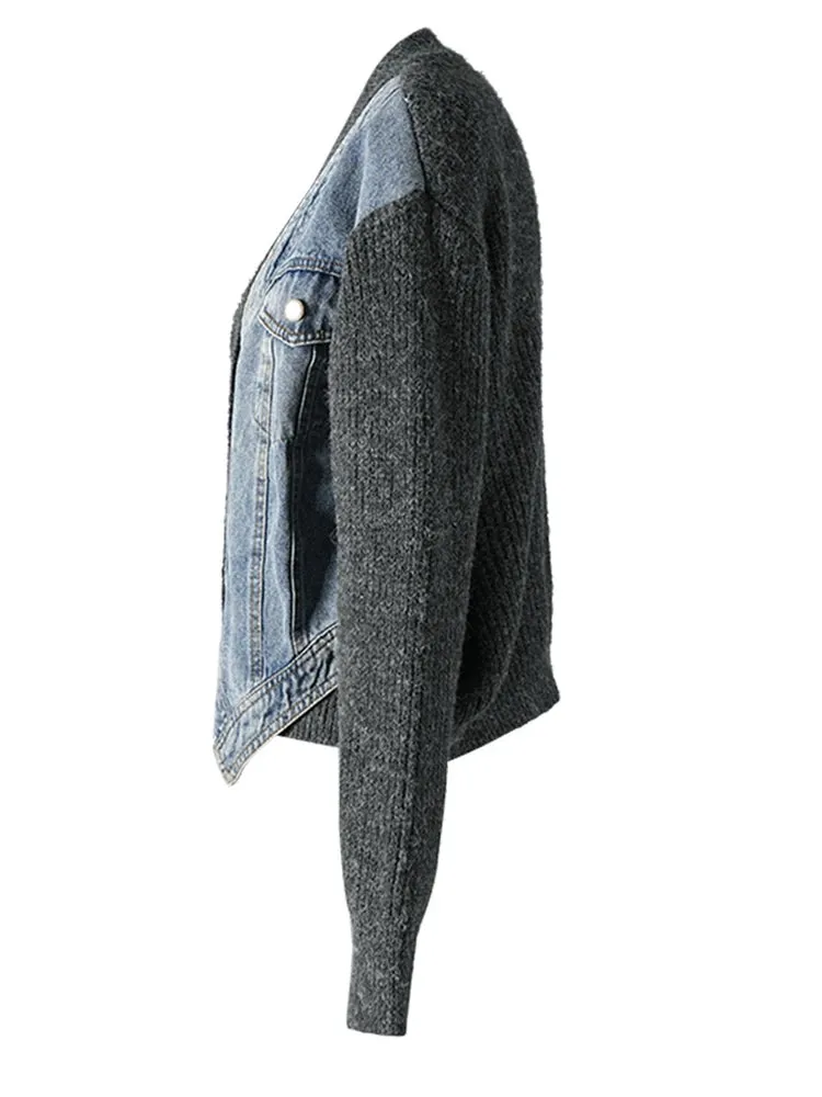 Denim & Knit Hybrid Cardigan-Jacket
