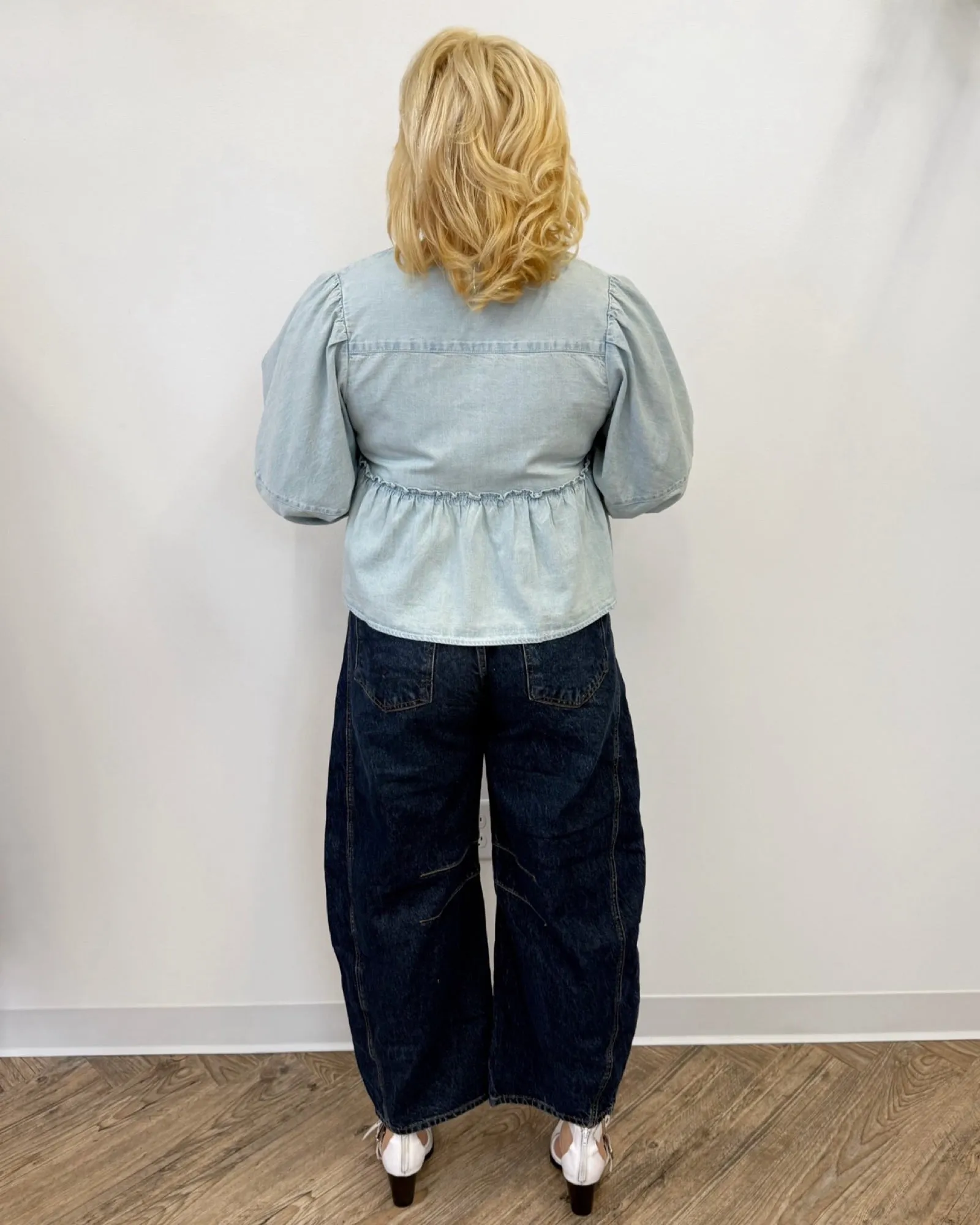 Fanny Denim Bow Top
