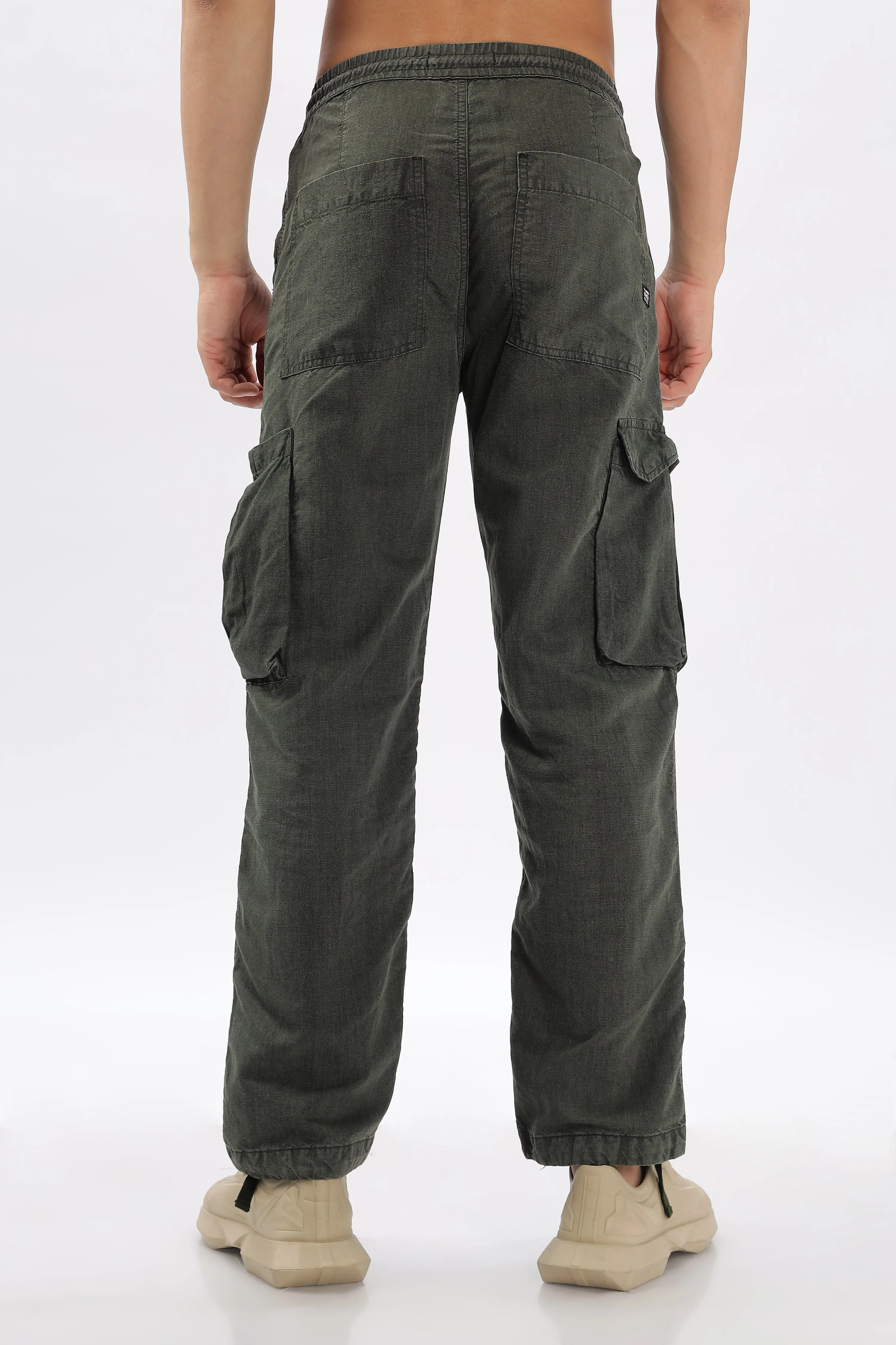 LINEN GREEN CARGO PANTS
