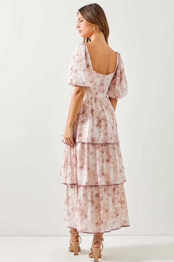 Miss Elegance Floral Tiered Maxi Dress