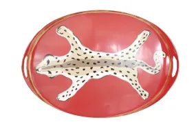 Oval Tray in Orange Leopard, 2ndQ