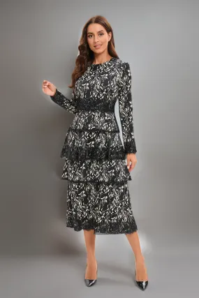 Tiered Elegance Beige Dress
