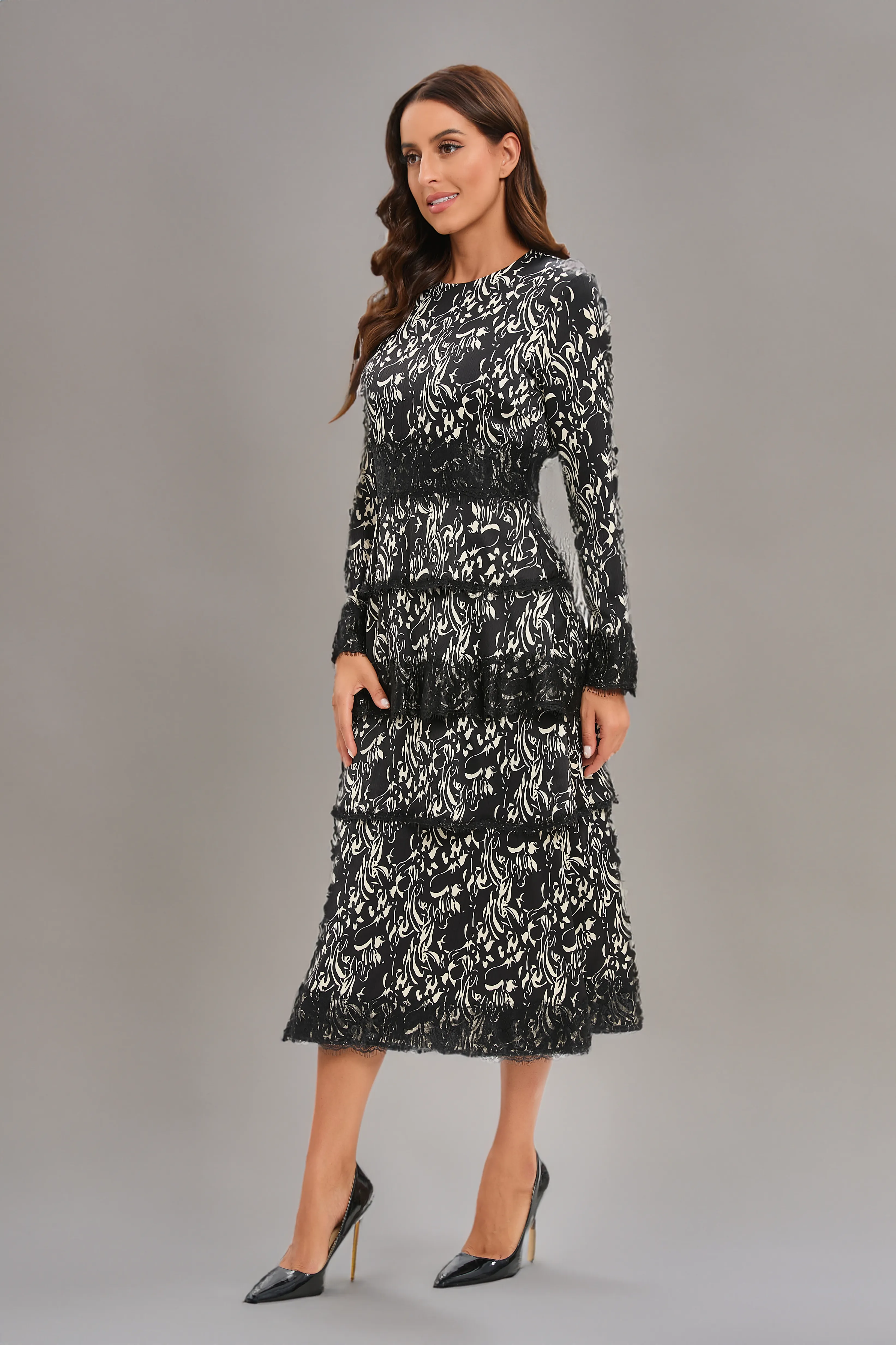 Tiered Elegance Beige Dress