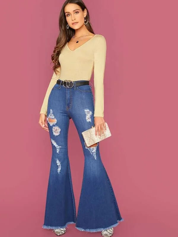 V-cut Neck Form Fitted Tee Top